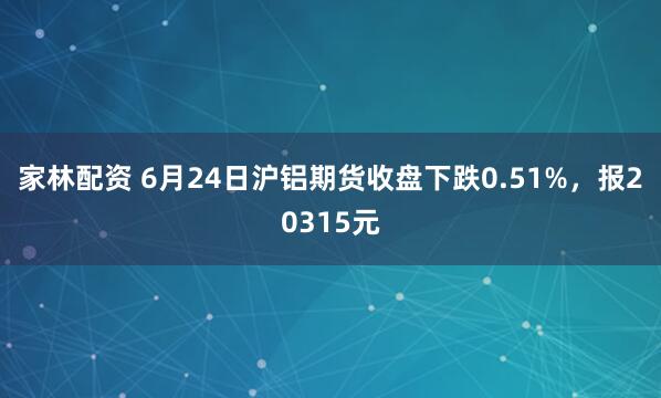 家林配资 6月24日沪铝期货收盘下跌0.51%，报20315元